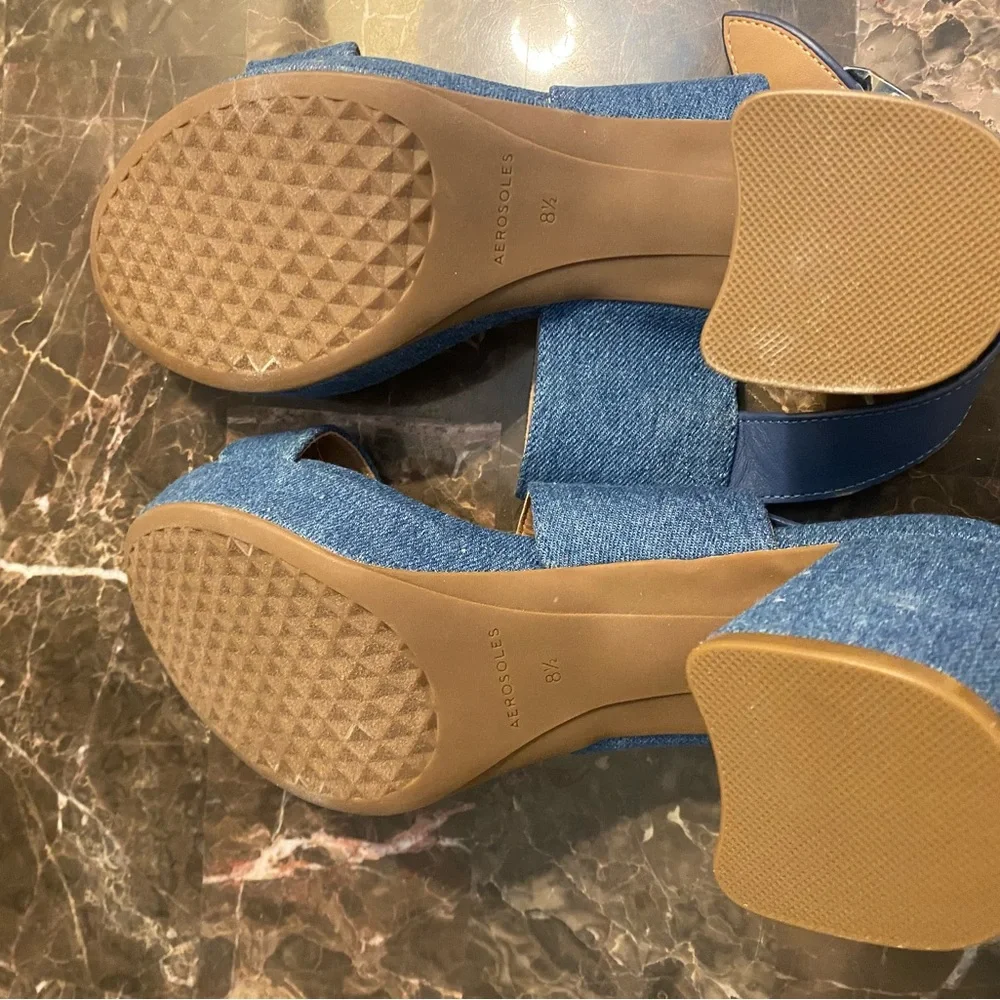 AEROSOLES Blue Denim Women's Sandals - Picture 5 of 5